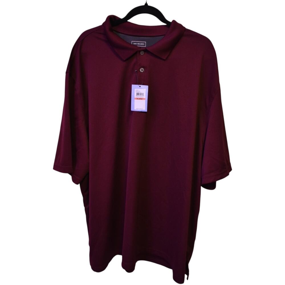 VAN HEUSEN Performance Ottoman Polo - Maroon Oxblood - 3XL Tall - New with Tags